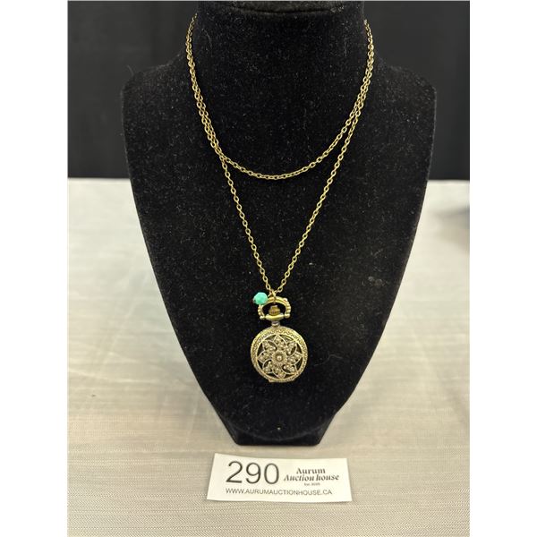 Unique Pendant Quartz Watch w/ Chain Necklace 28" L Battery Required