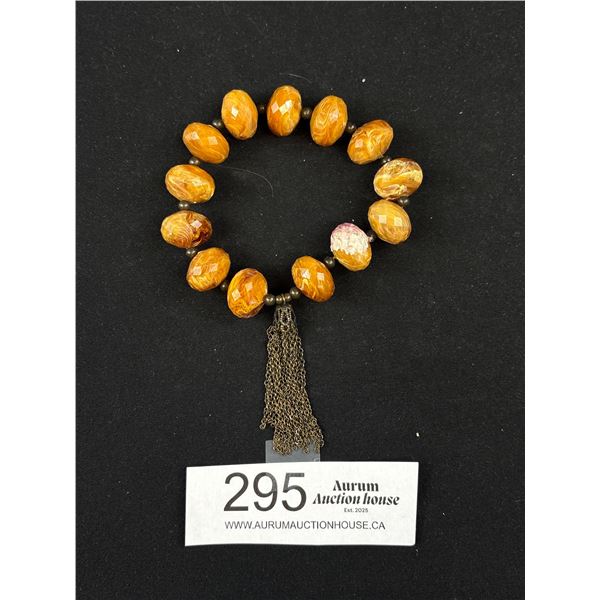 Lucite Beads w/ Chains Tassel Bracelet