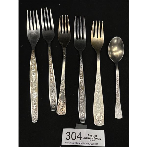 Nice Lot of 6 Pieces of Soviet Era Cutlery, 5 Forks + 1 Spoon