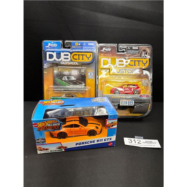 2 Jada Dub City Diecast Cars and Porsche Hotwheel Still Sealed in Packages