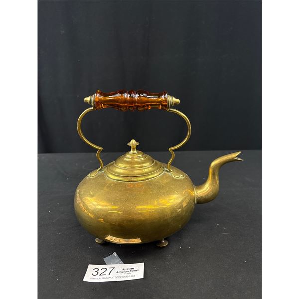Beautiful Brass Teapot with Amber Handle