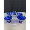 Image 1 : 5 Very Nice Blue Irredescant Sherbetdish Art Glass