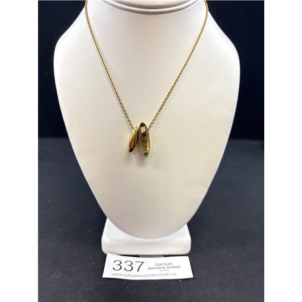 Beautiful Vintage Gold Tone Chain w/ Pendants Necklace Marked CK