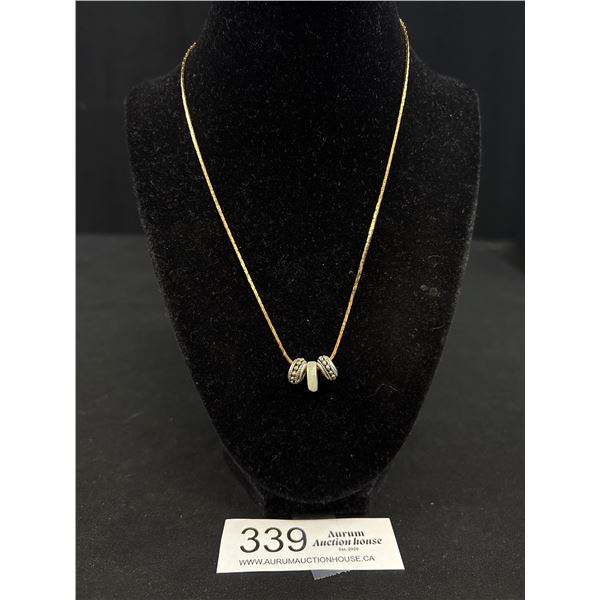 Gold Tone w/ 3 Beads Necklace