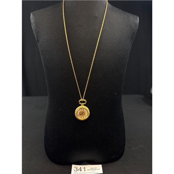 Vintage Bulova Caravelle Swiss Made Mechanical Pendant Watch, 7 Jewels Winder Missing Otherwise Work