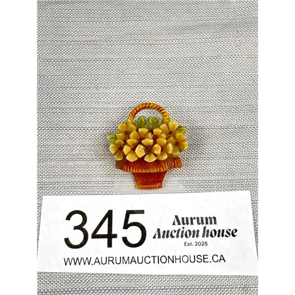 Vintage 1940s-50s Celluloid Brooch (Flower Basket)