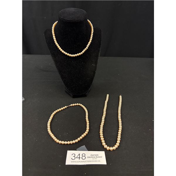 3 Strands of Quality Vintage Faux Pearls