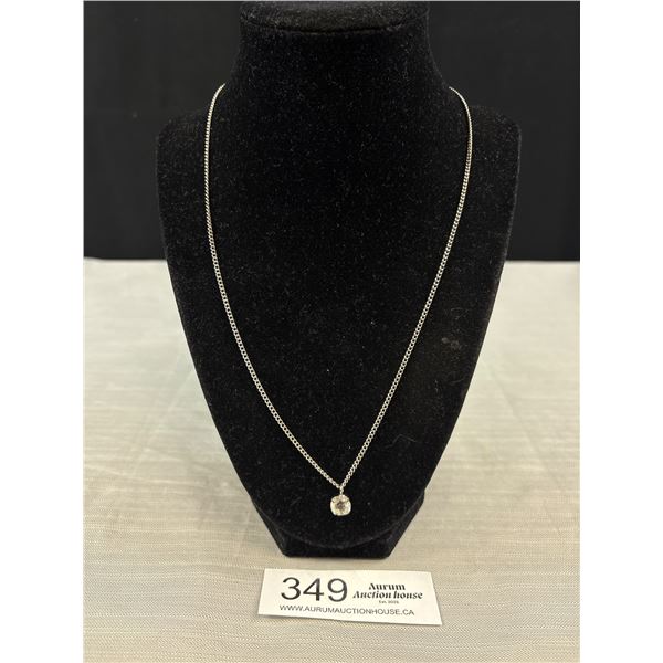 Large Solitaire Diamond Look Necklace