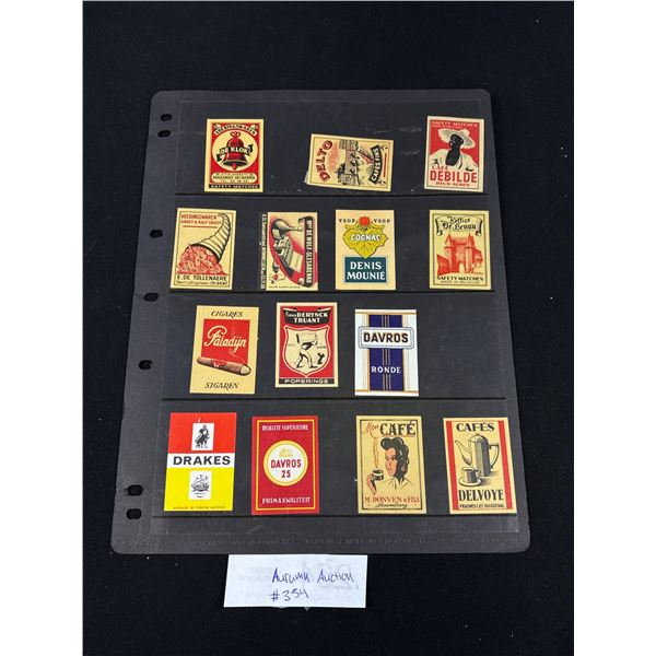 A Lot of 14 Unused Vintage Matchbox Top Labels