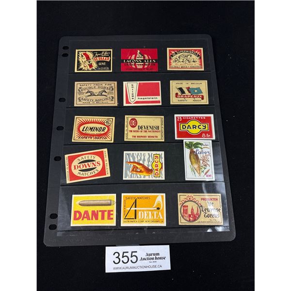 A lot of 15 Unused Vintage Matchbox Top Labels