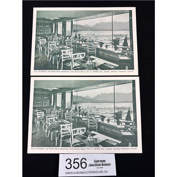 2 Vintage Eatons (Marie Room Vancouver) Postcards