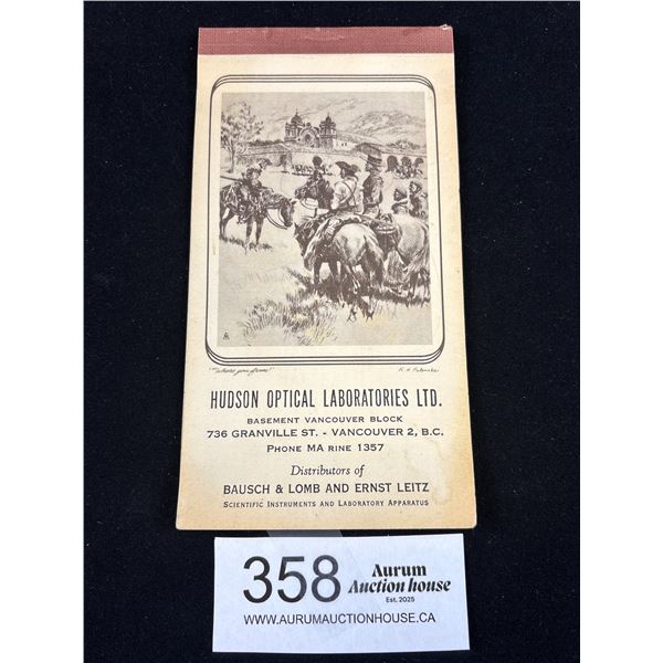 Hudson Official 1954 Vancouver Notepad