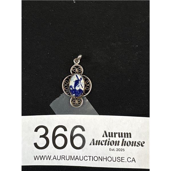 Sterling + Deaf Pottery Vintage Pendant