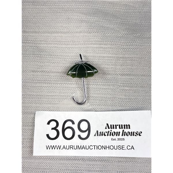 Jade Umbrella Brooch 1950s-60s