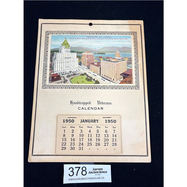 1950 (Vancouver) Handicapped Veterans Calendar