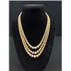 Image 2 : Vintage Triple Strands Pearls Necklace w/ Original Silver Clasp, Marked Evco