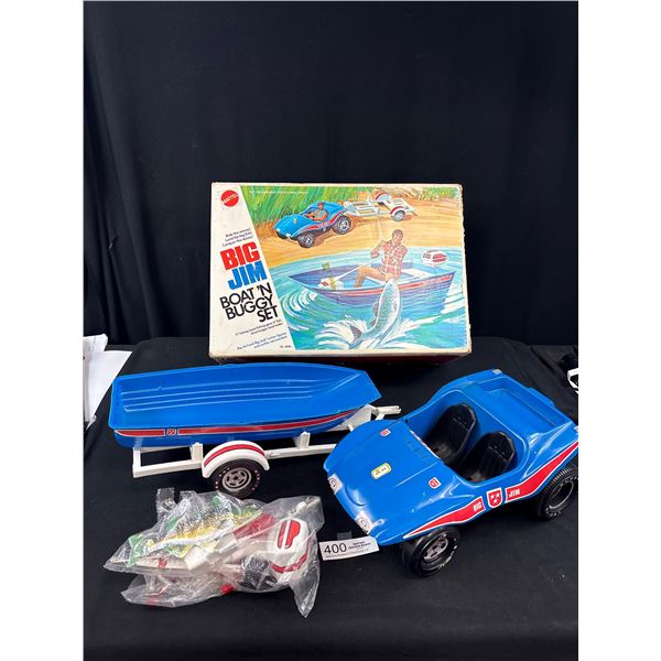 Very Hard to Find 1973 Mattel Big Jim Boat n Buggy Set In Original Box