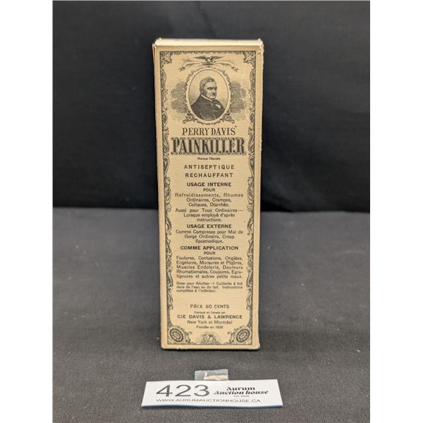 Excellent Condition Antique Harry Davis Painkiller Bottle in original Package