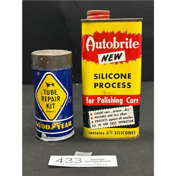 Vinatge Goodyear Tube Repair tin and Autobrite Tin