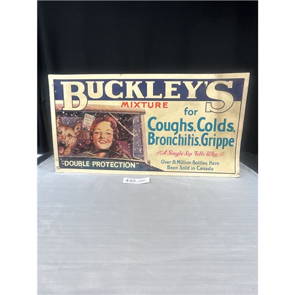Vintage 24" wide Cardboard Bust Advertisement Buckkleys Great Graphics