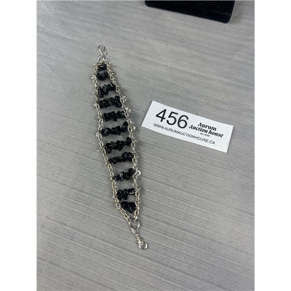 Silver w/ Vlack Onyx Stones Bracelet