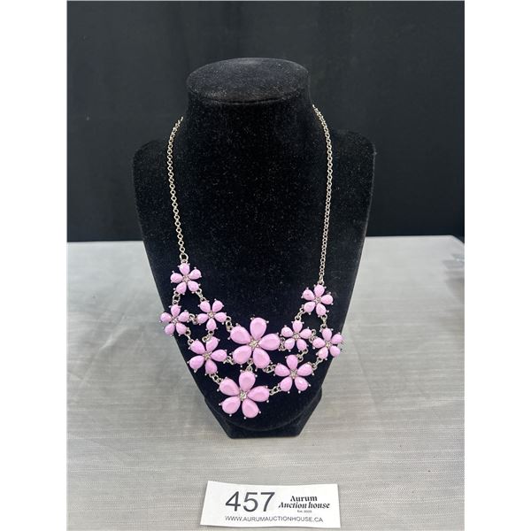 Pretty Silver Plated w/ Purple Stones Necklace