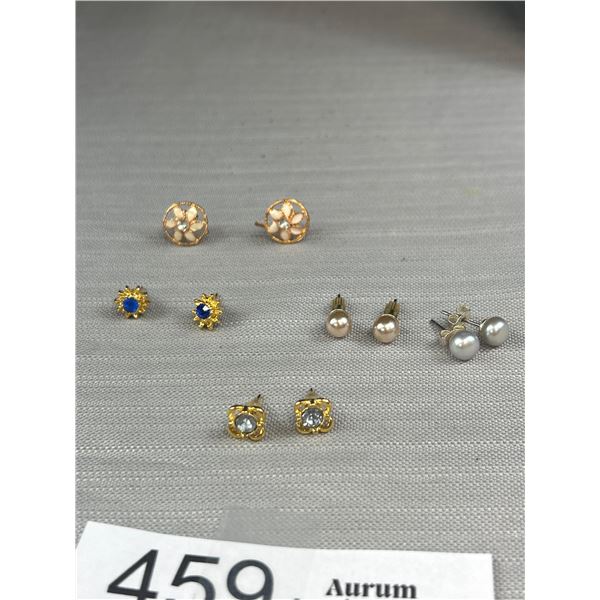 5 Pairs of Mite Gold + Silver Stud Earrings