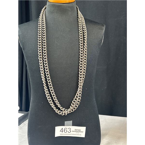 Steve Madden Silver Chain w/ Egyptian Cross Pendant Necklace 26" Long