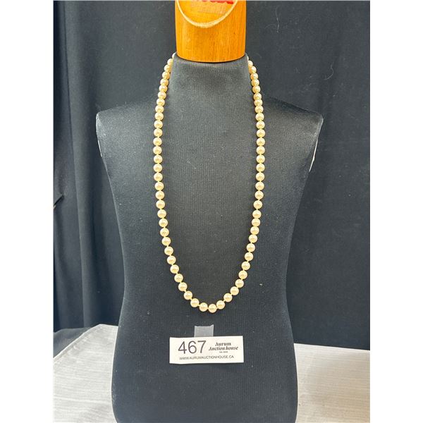 Lovely Hand Knotted Man Made Pearls Necklace 24" Length