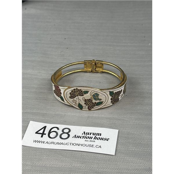 Nice Coloisonne Style Hinged Bangle
