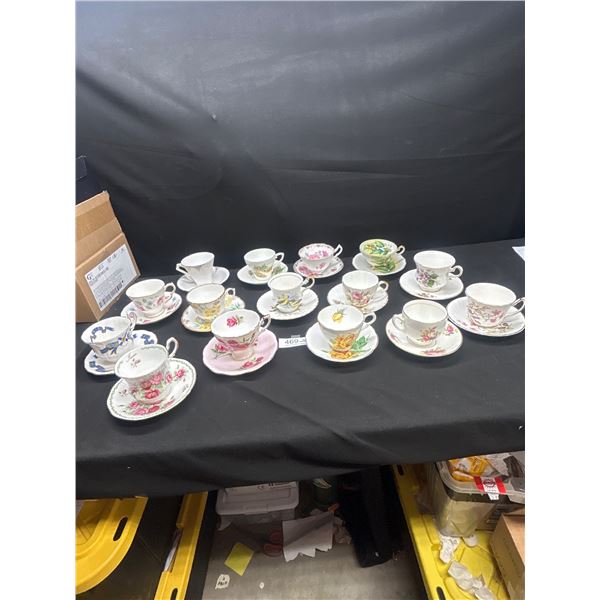 Lot of 15 Vintage Bone China Teacups & Saucers no chips or cracks