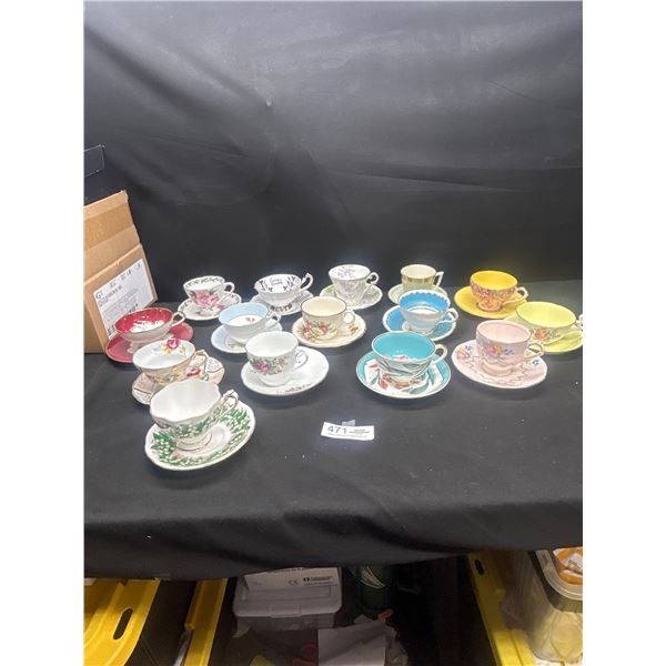 Lot of 15 Vintage Bone China Teacups & Saucers no chips or cracks