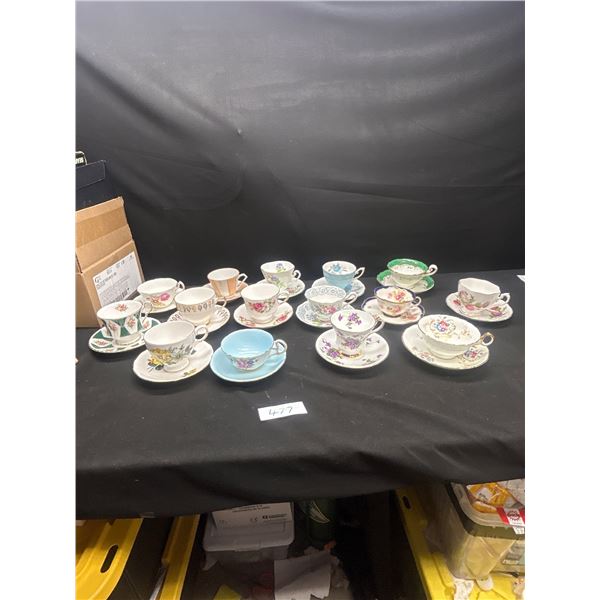 Lot of 15 Vintage Bone China Teacups & Saucers no chips or cracks