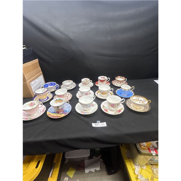 Lot of 15 Vintage Bone China Teacups & Saucers no chips or cracks