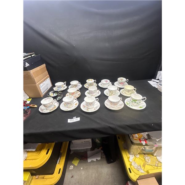 Lot of 15 Vintage Bone China Teacups & Saucers no chips or cracks