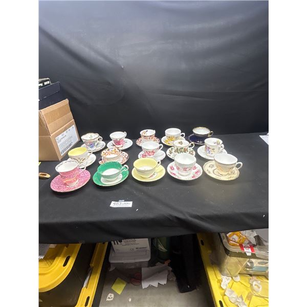 Lot of 15 Vintage Bone China Teacups & Saucers no chips or cracks