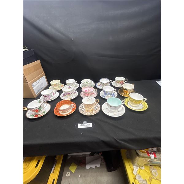 Lot of 15 Vintage Bone China Teacups & Saucers no chips or cracks
