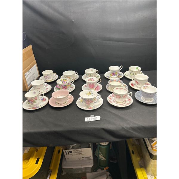 Lot of 15 Vintage Bone China Teacups & Saucers no chips or cracks
