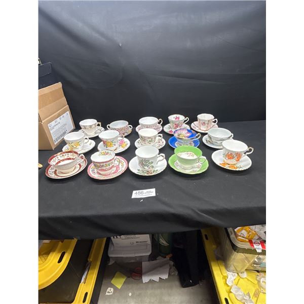 Lot of 15 Vintage Bone China Teacups & Saucers no chips or cracks