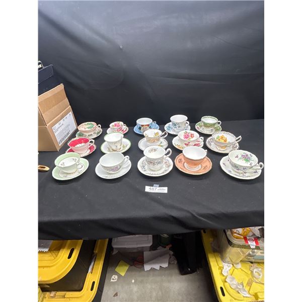 Lot of 15 Vintage Bone China Teacups & Saucers no chips or cracks