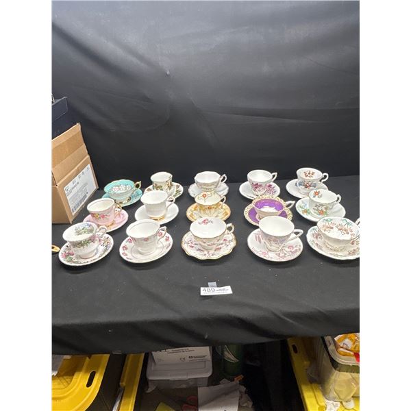 Lot of 15 Vintage Bone China Teacups & Saucers no chips or cracks