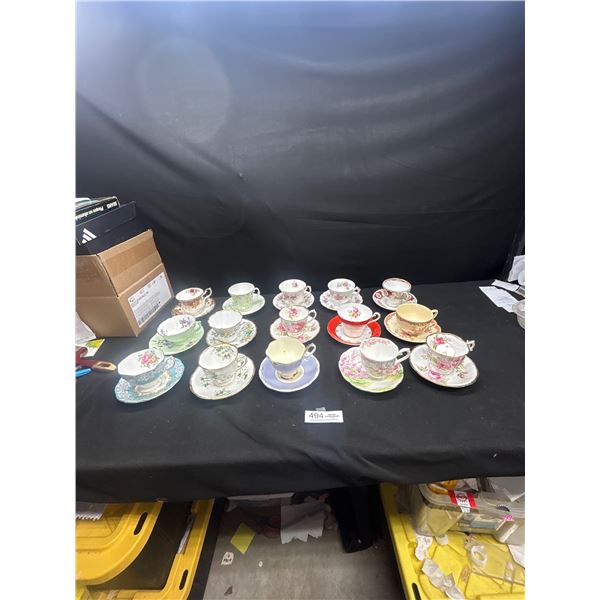 Lot of 15 Vintage Bone China Teacups & Saucers no chips or cracks
