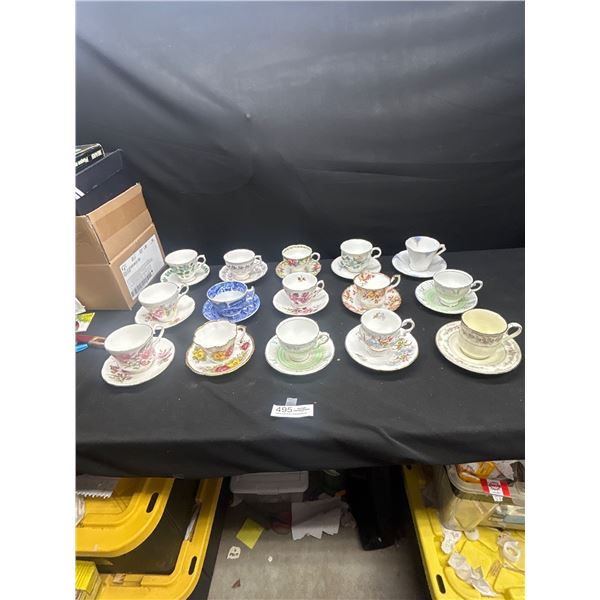 Lot of 15 Vintage Bone China Teacups & Saucers no chips or cracks