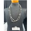Image 1 : Vintage Linked Black Crystal Beads Necklace, Double Length 45"