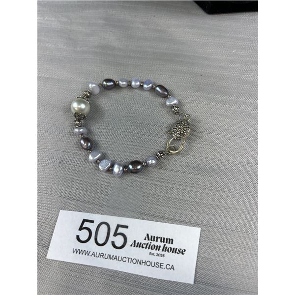 Silver w/ Genuine Pearls Bracelet