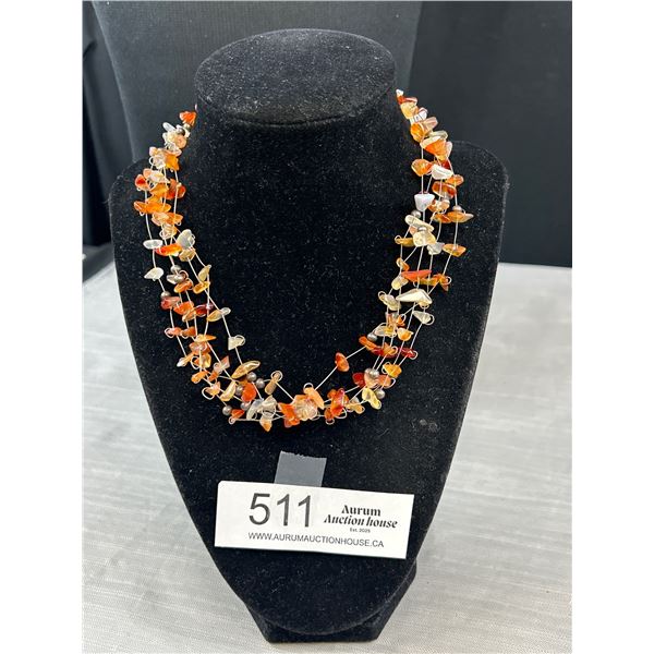 Natural Gemstones w/ Sterling Silver Beads + Closure Choker Necklace
