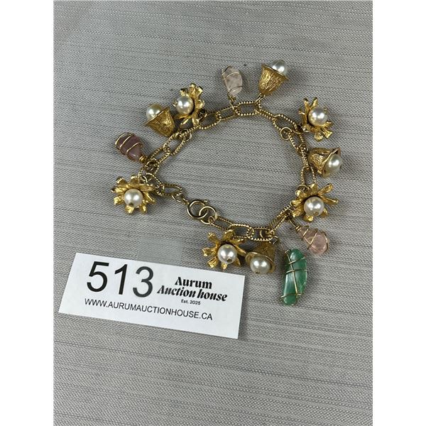 Vintage Gold Tone Charms Bracelet
