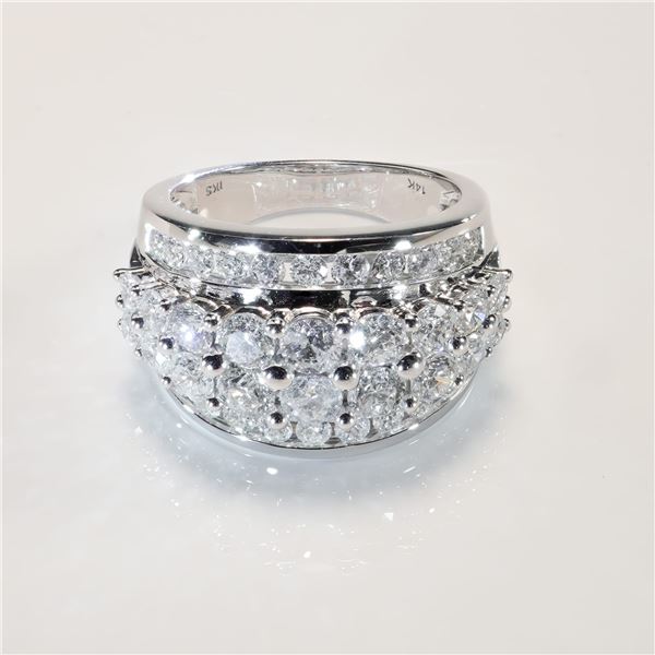 14K White Gold 3.00ctw Diamond Dome Ring