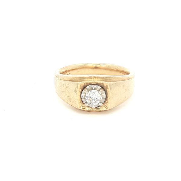 14K Yellow Gold & Diamond Bezel Set Ring