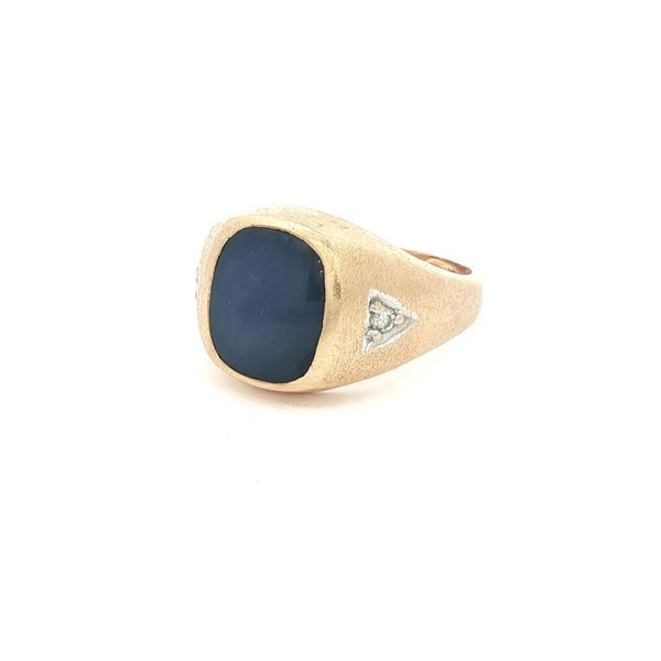 14K Yellow Gold, Diamond & Sapphire Cabochon Ring